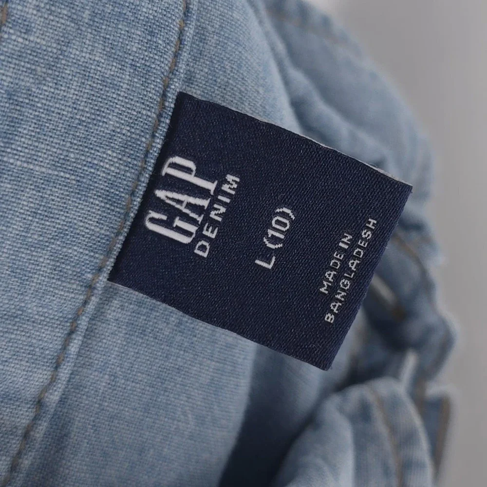 GAP Denim Shirt Kids Boys 10‎ Short Sleeve Button Up Light Blue 100% Cotton